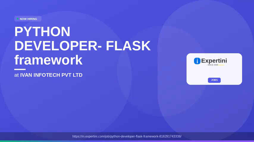 PYTHON DEVELOPER- FLASK framework at IVAN INFOTECH PVT LTD, Undisclosed — Apply Now